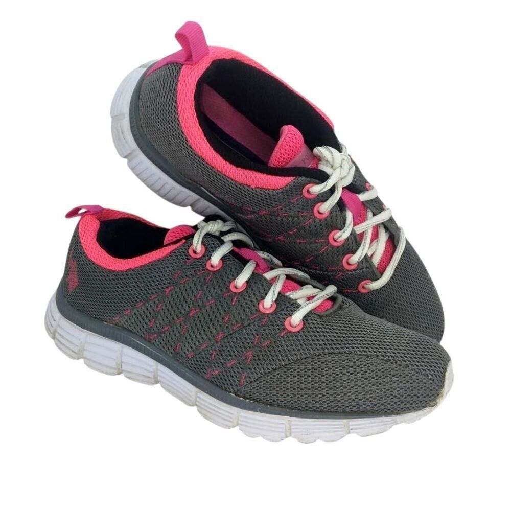 U.S. POLO ASSN. Womens Slate Gray & Hot Pink Sneakers - Size: 7M